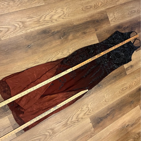 Vintage Y2K 100% Silk Beaded Dress Vintage Beaded Dress Ombré Goth Prom Dress - Picture 9 of 15